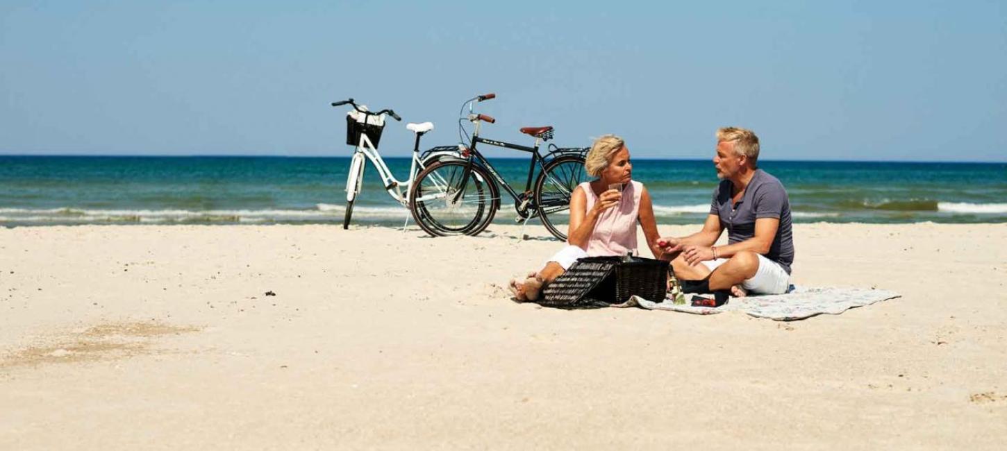 Biking Couple at  Blockhus beach