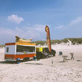 Hot dog stand on a beach in Denmark