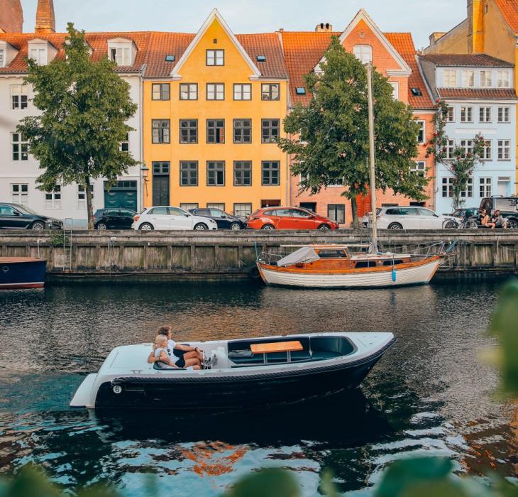 Boating in Christianshavn, Copenhagen, in the summer